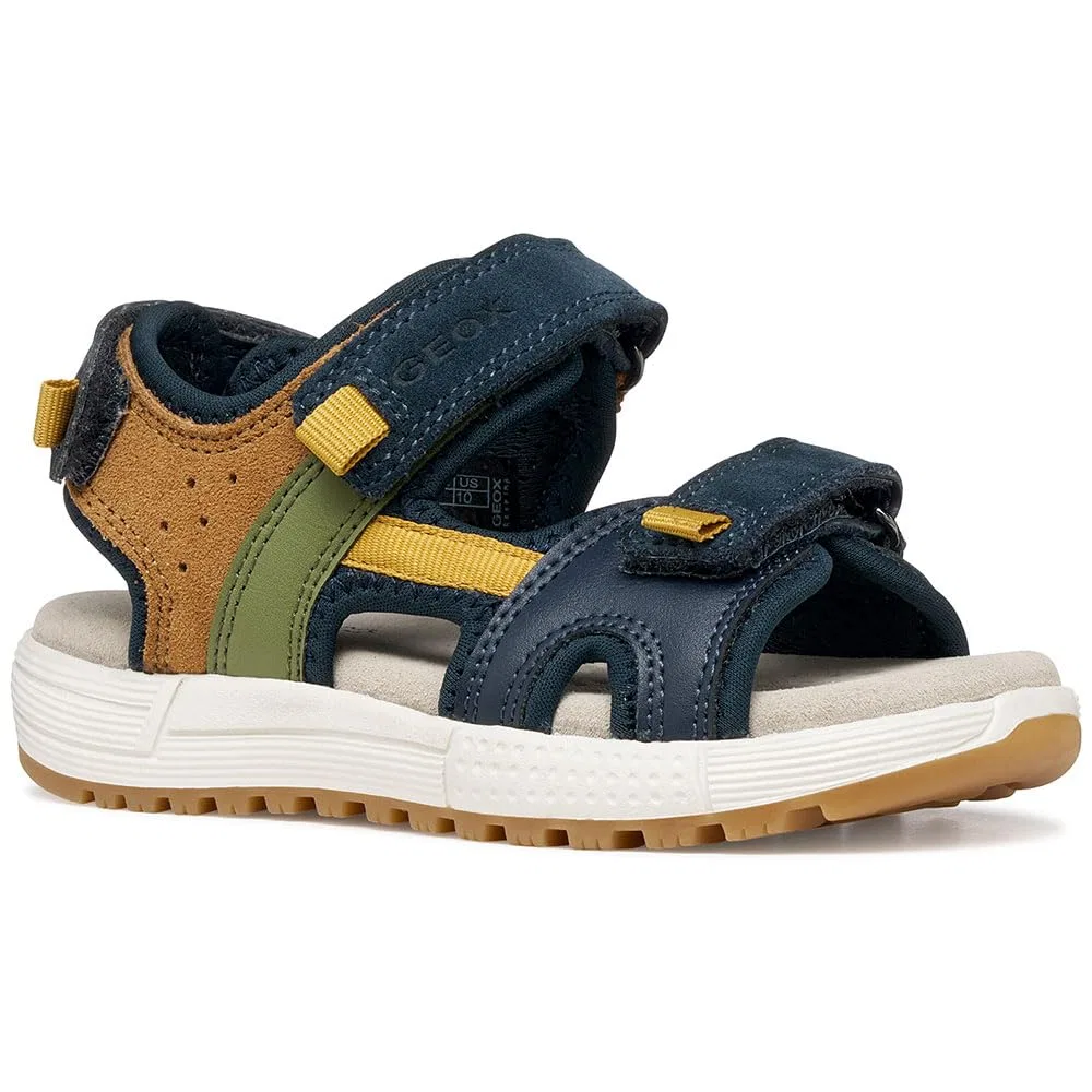 Детские сандалии для мальчиков с контрастными вставками J Sandal Alben Boy Geox, Navy Ochre — фото 2