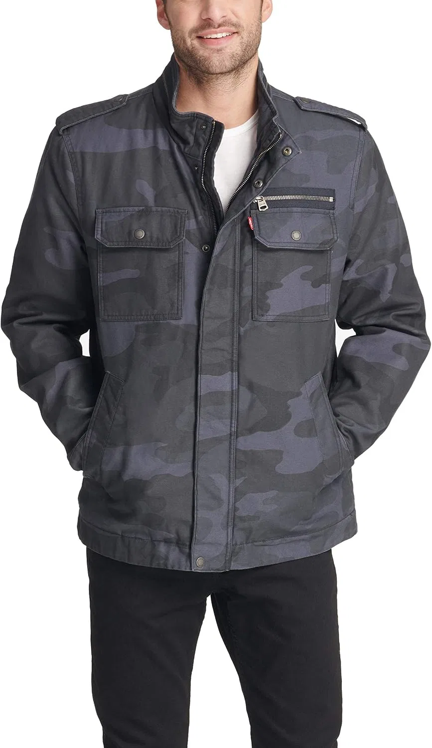 Мужская куртка военного кроя из хлопка Levi's, Blue Camo Filled