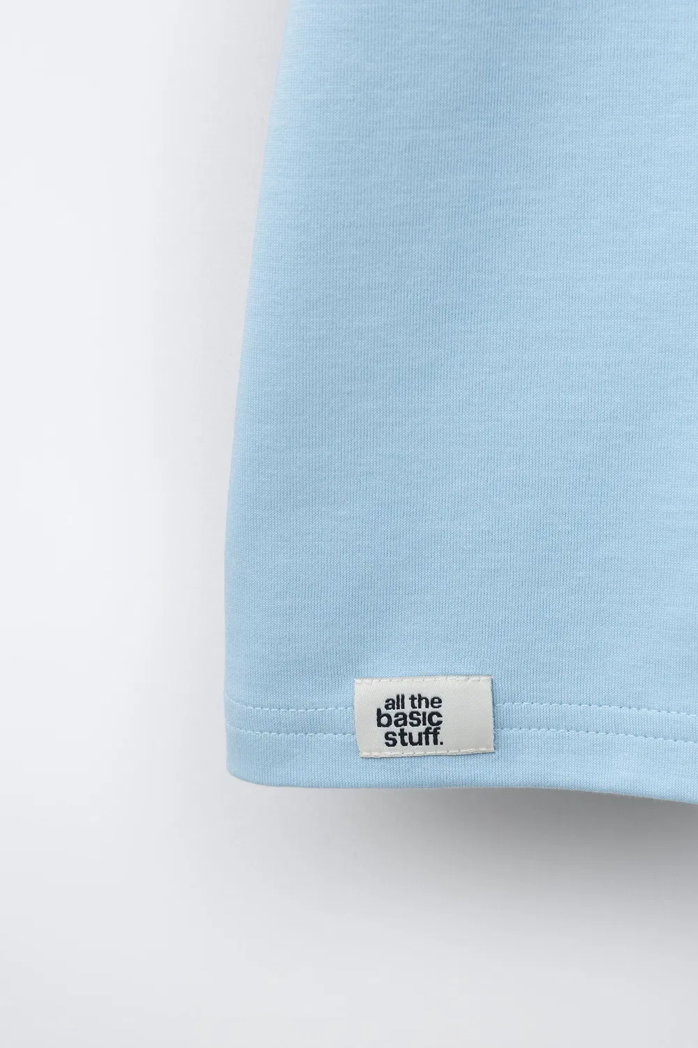 Однотонная футболка из трикотажа ZARA, Light Blue — фото 4