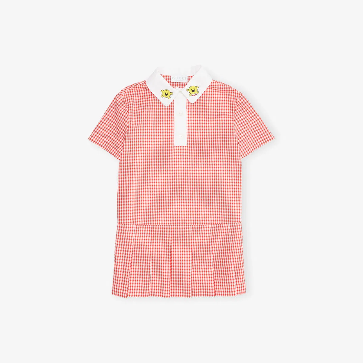 Хлопковое платье в клетку "Мистер Мен" для детей 4-6 лет Gucci, белый/красный