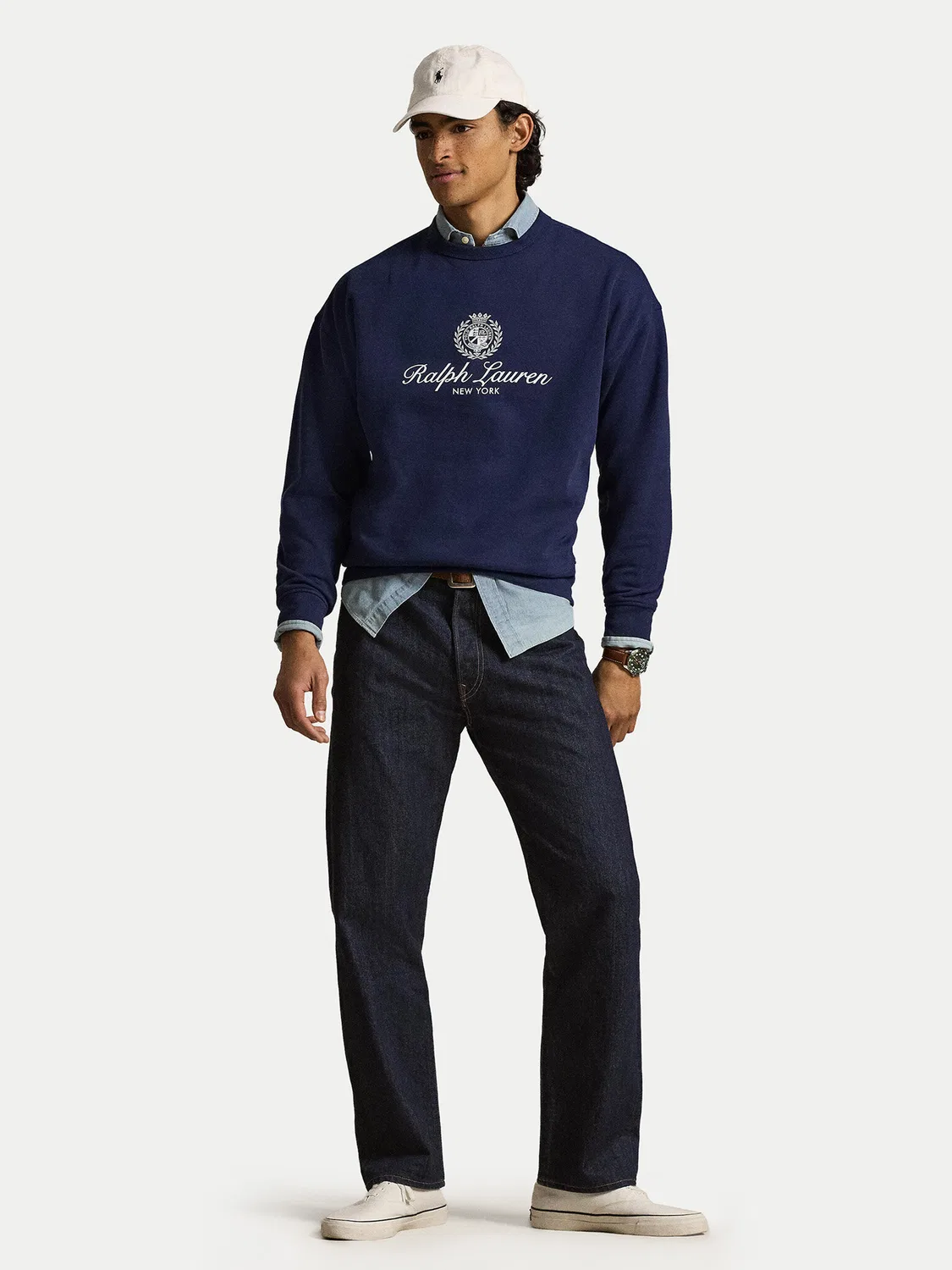 Мужской свитшот свободного кроя Polo Ralph Lauren, темно-синий — фото 2