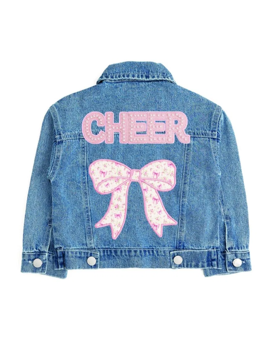 Джинсовая куртка с принтом и бантом, модель Cheer Bow Patch Sweet Wink, Denim — фото 2