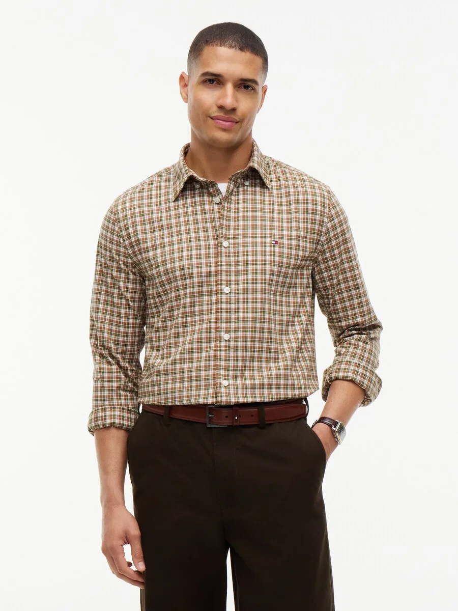 Рубашка на пуговицах TOMMY HILFIGER Regular fit Button Up Shirt 'Flex', светло-коричневый — фото 2