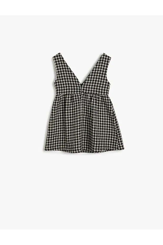Детское платье для девочек твидовое Koton, Black Patterned — фото 2