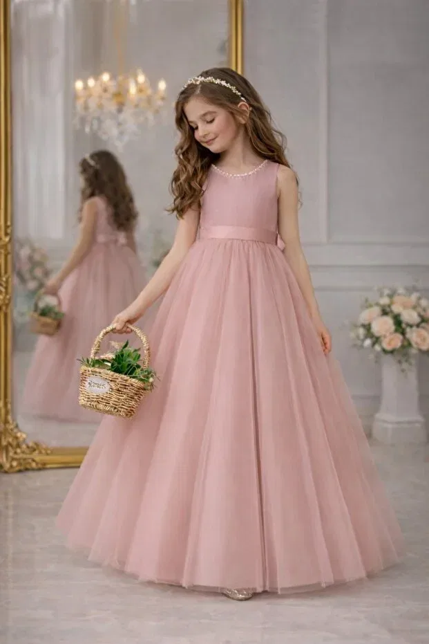 Детское платье для девочек с принтом Party Suneh, Powder Pink — фото 2