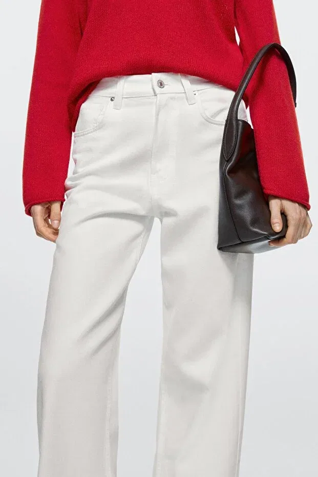 Женские джинсы с широкой штаниной Massimo Dutti, White — фото 4
