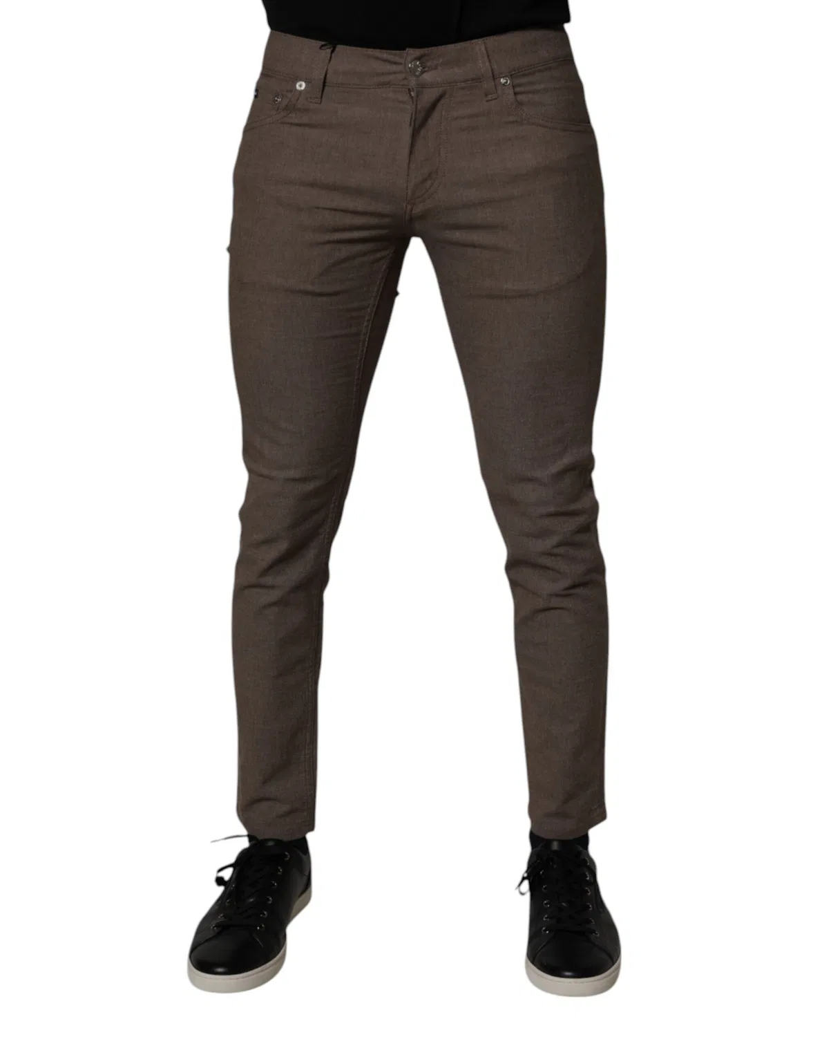 Мужские брюки чинос хлопковые с логотипом Chino Pants Dolce & Gabbana, Brown