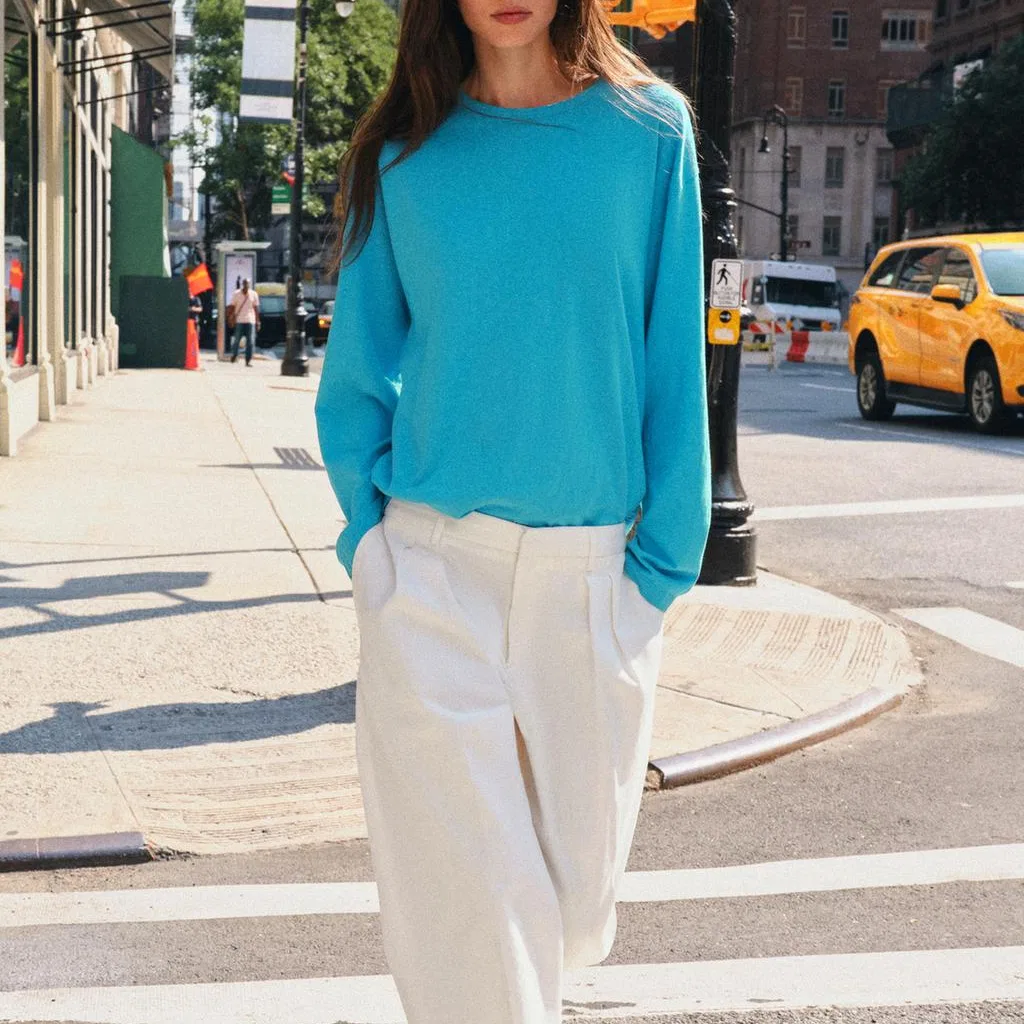 Женская футболка с круглым вырезом Iron Blue ZARA, Iron Blue — фото 4
