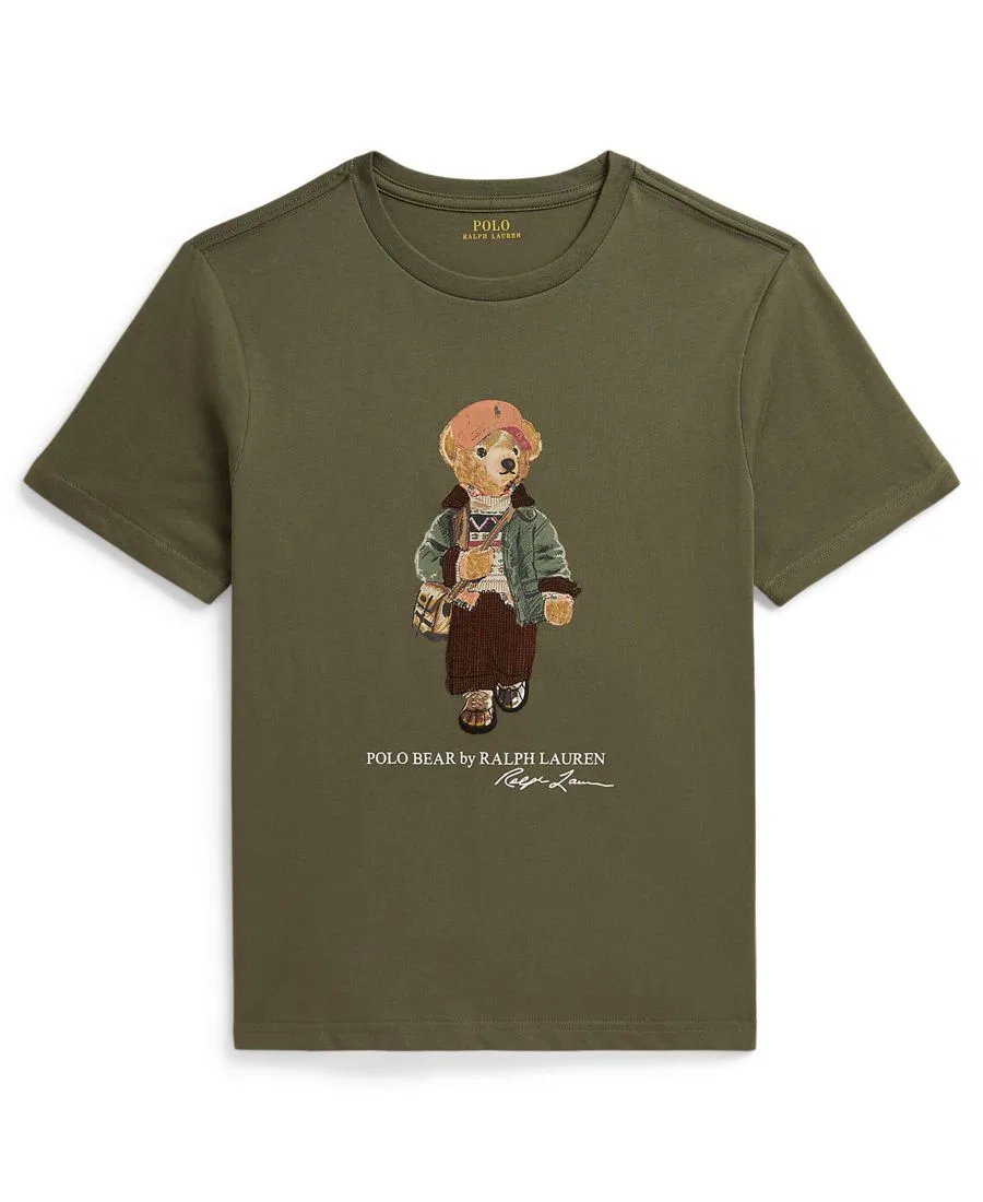 Футболка из хлопка с принтом Polo Bear Polo Ralph Lauren, Cruise Olive