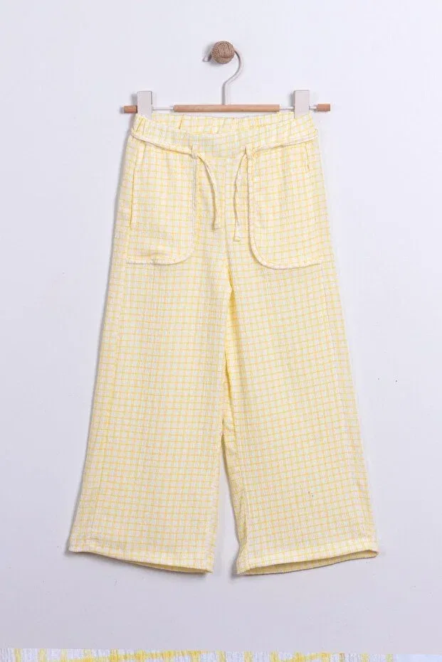 Детские брюки для девочек с принтом Wide Leg Monila, Yellow — фото 2