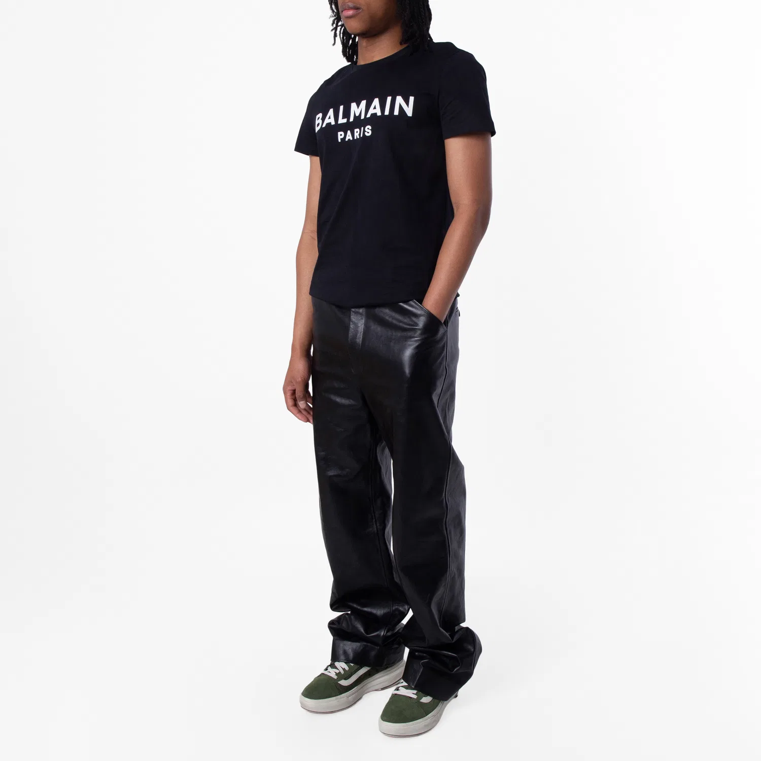 Футболка с принтом Flock Logo Print Cotton T Shirt Balmain, Eab Black/White — фото 3