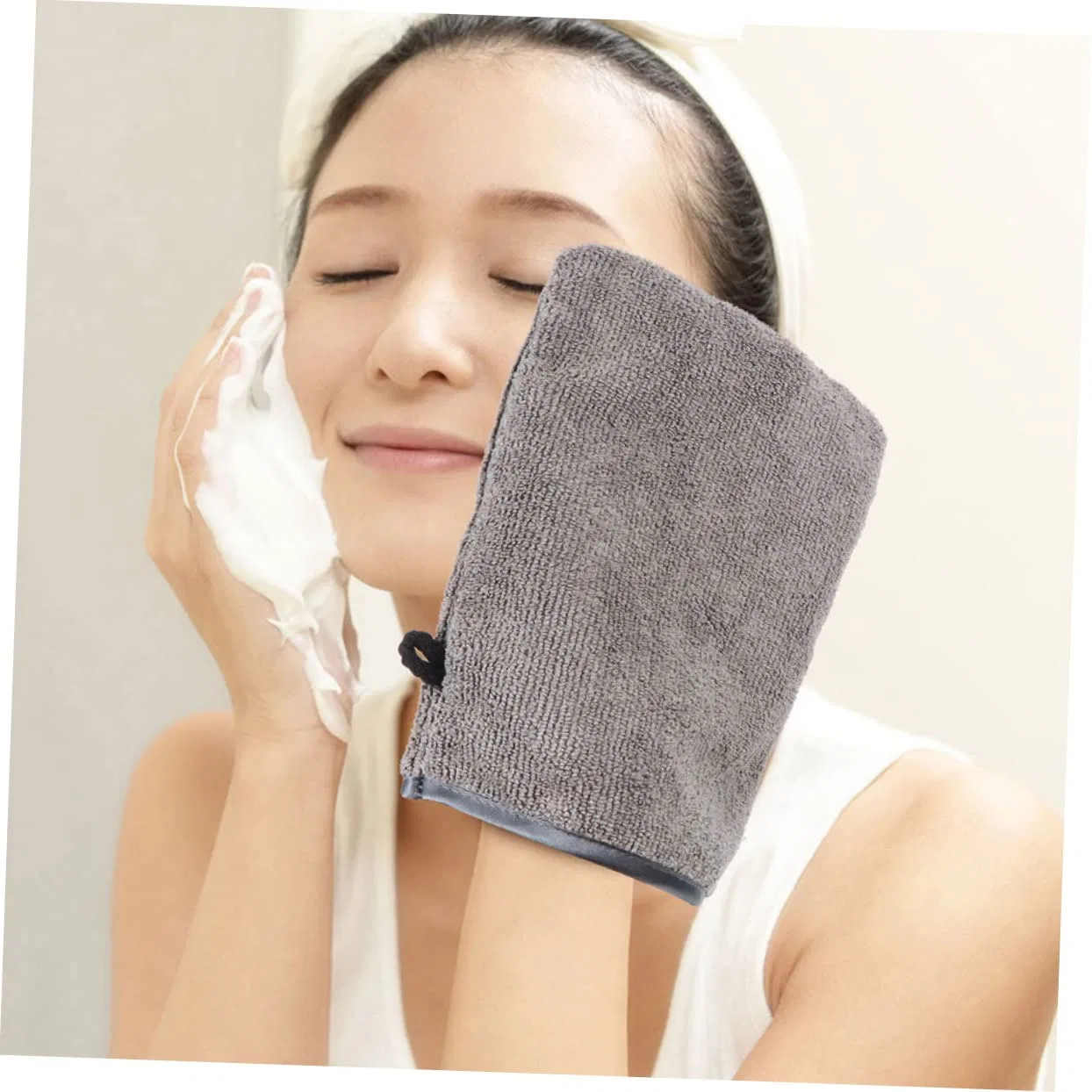 Салфетки для снятия макияжа, 3 шт, Microfiber, серый, Beatifufu — фото 4