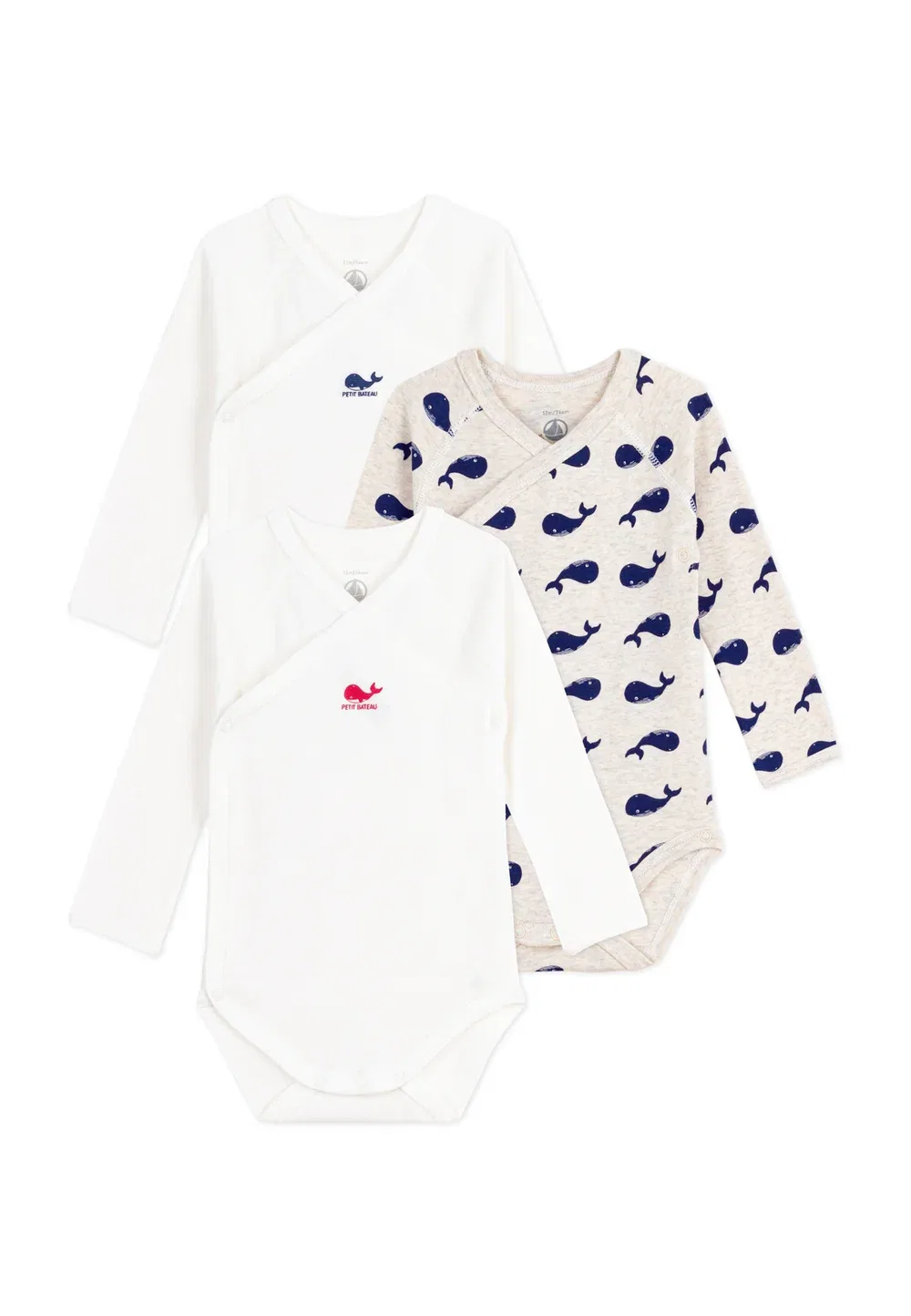 Набор из 3 предметов для новорожденных - тело Petit Bateau, White Grey