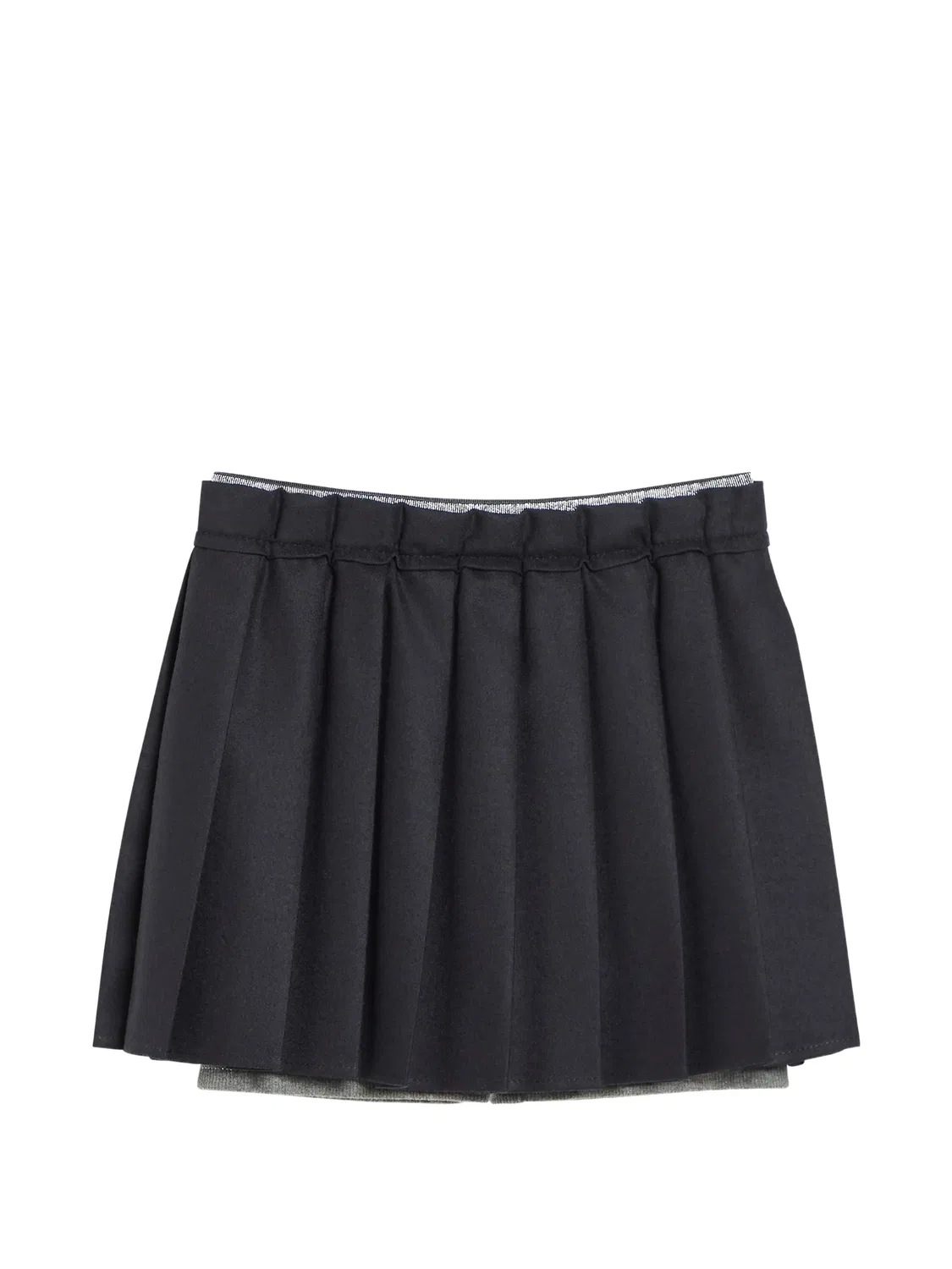 Плиссированная юбка мини из вирджинской шерсти Brunello Cucinelli Kids, черный