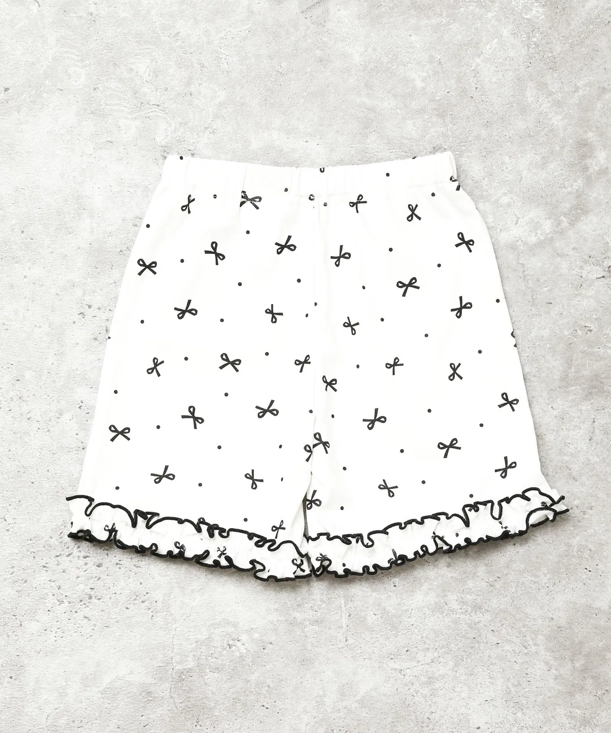 Детские шорты для девочек с рюшами по низу, модель Dot Ribbon, la poche biscuit, Navy — фото 4