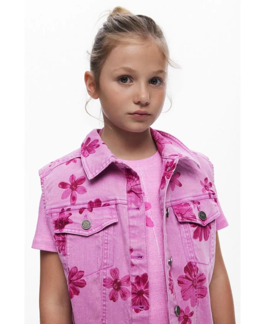 Жилет джинсовый с цветочным принтом Desigual, Dark Pink — фото 2