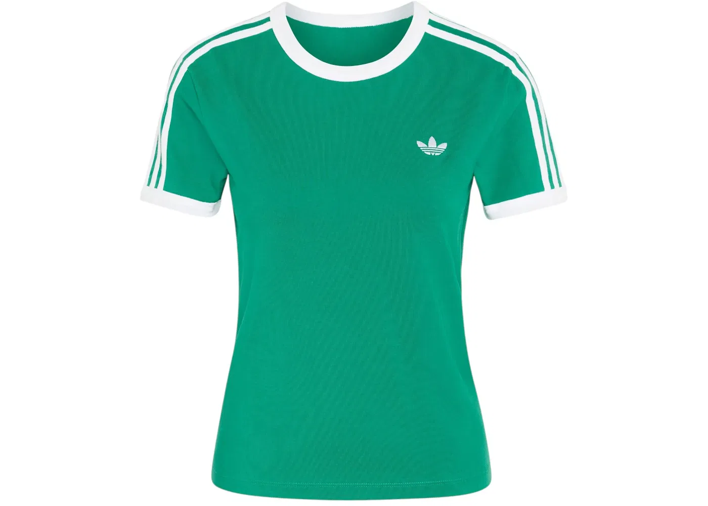 Женская футболка с тремя полосками 3 Stripes Slim Tee Adidas, цвет Bold Green/White