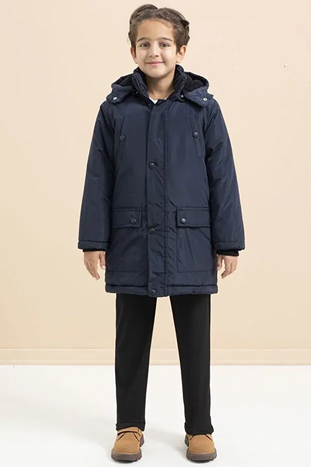 Детское пальто для девочек с принтом Cansın Mini, Navy Blue — фото 3