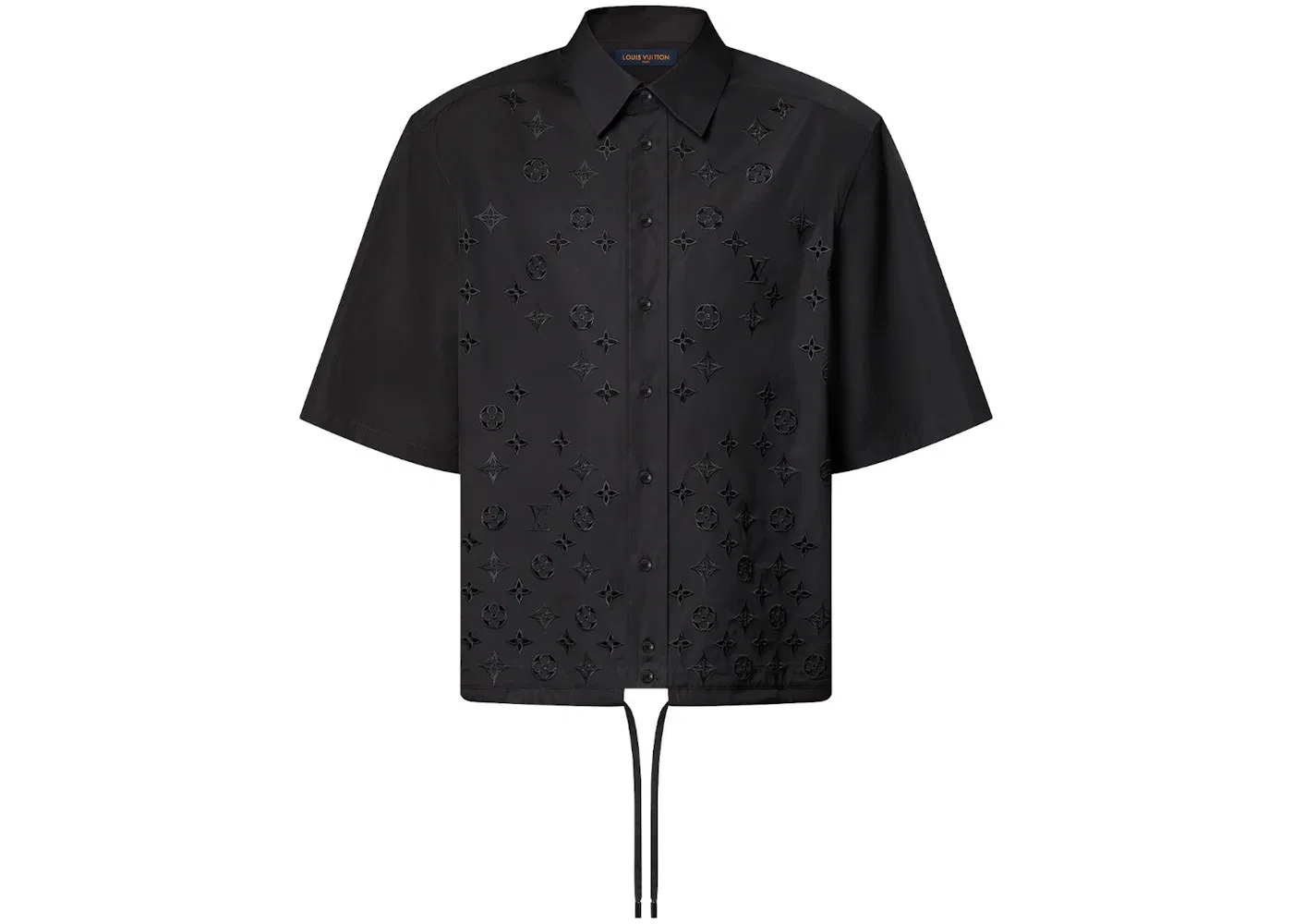Мужская рубашка с вышивкой Louis Vuitton Monogram Flowers, Black