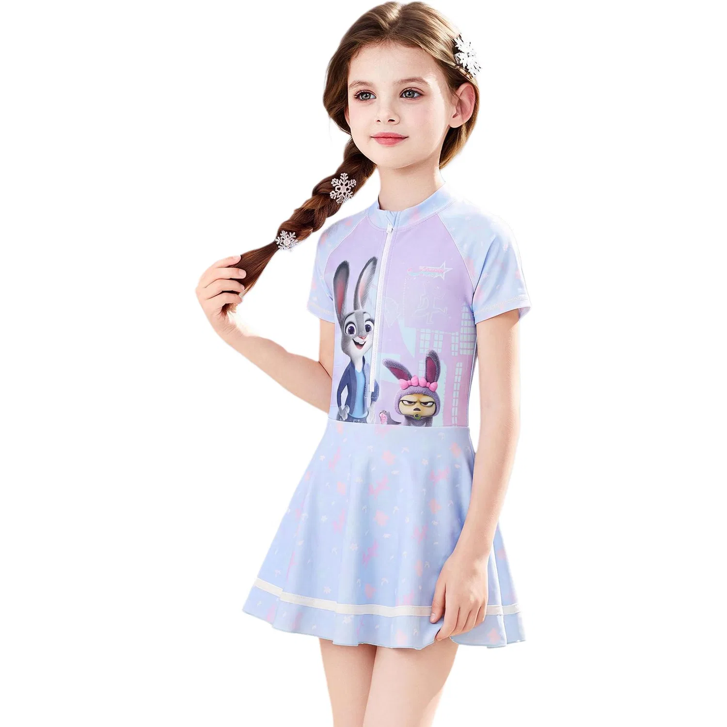 Детский комплект для плавания с умеренной растяжимостью Disney, Light Purple Separate Base Pants