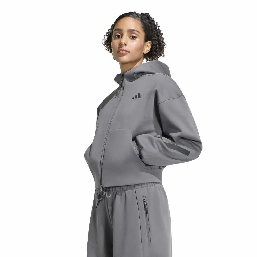 Толстовка на молнии Adidas ZNE Cropped, серый