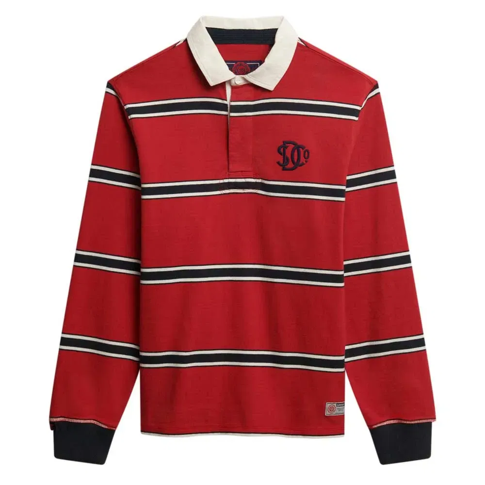 Мужская футболка с длинным рукавом с принтом Vintage Athletic Stripe Rugby Superdry, Red — фото 3
