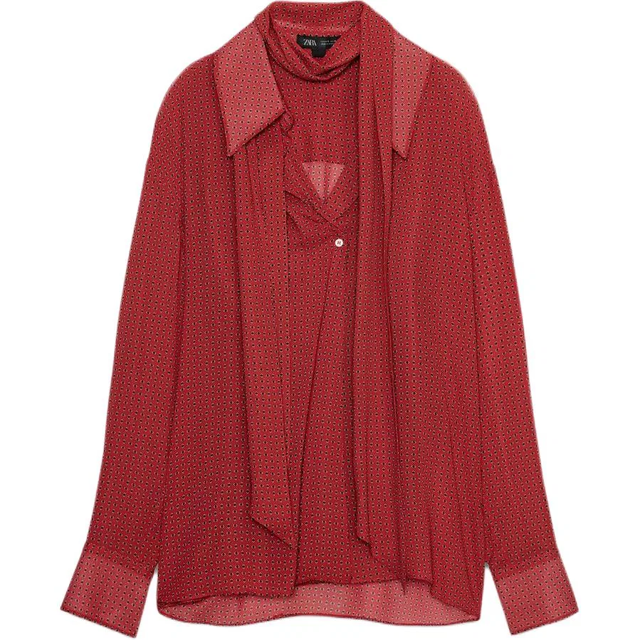 Женская рубашка с лацканами ZW Shirts Red, ZARA, Red