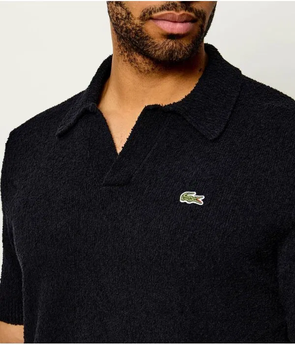 Поло мужское Lacoste классического кроя, черный — фото 4