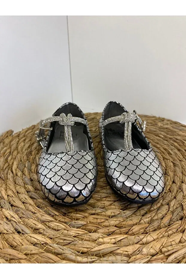 Детские балетки для девочек с ортопедической стелькой Stone Harli, Silver
