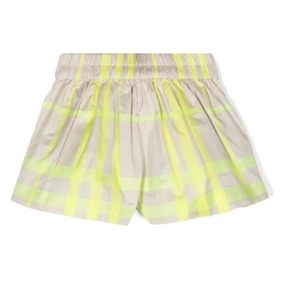 Шорты хлопковые с принтом Toddler Marcy Check Burberry, Vivid Lime Ip Chk Cn — фото 2