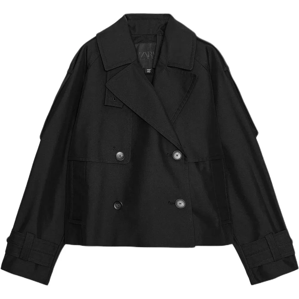 Женское тренч-пальто с поясом ZARA, Black
