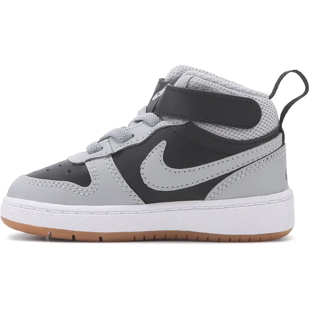 Детские кроссовки Kids' Court Borough Mid 2 High Top для малышей Nike, Grey/Black/Gum — фото 3