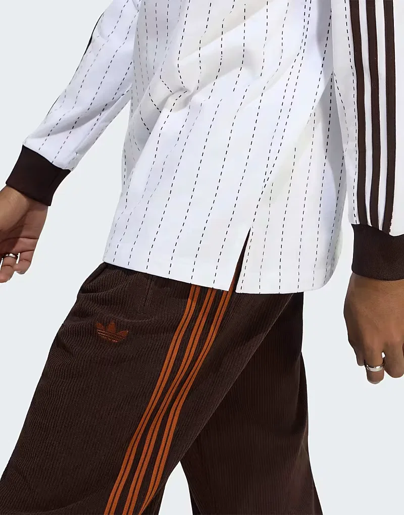 Поло с длинным рукавом Pinstripes Adidas Originals, белый — фото 4
