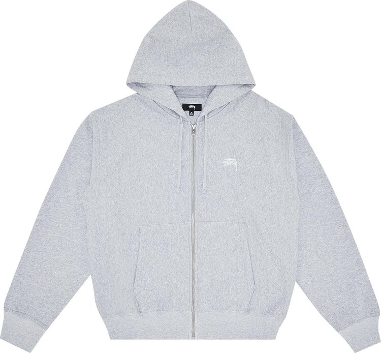 

Толстовка Stussy Stock Logo Zip Hood 'Grey Heather', серый