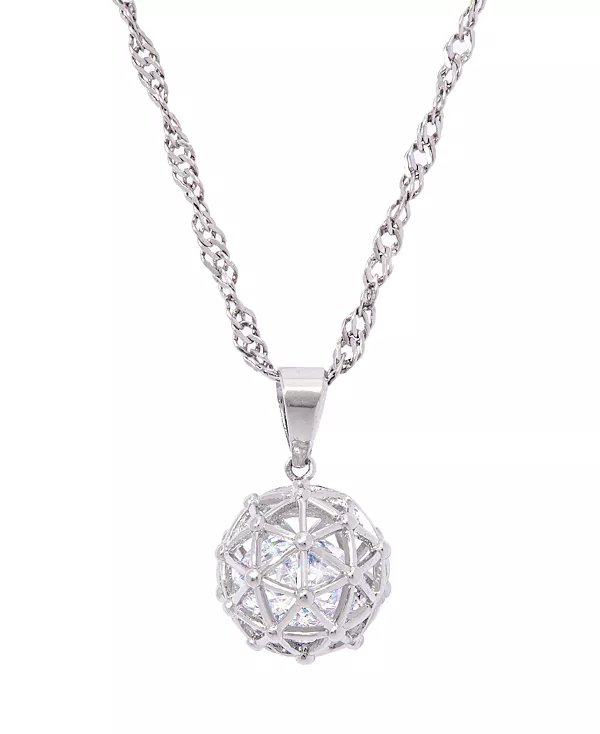 

Ожерелье с подвеской в виде шара тысячелетия из кубического циркония, 16 дюймов, серебряная пластина Macy'S, silver