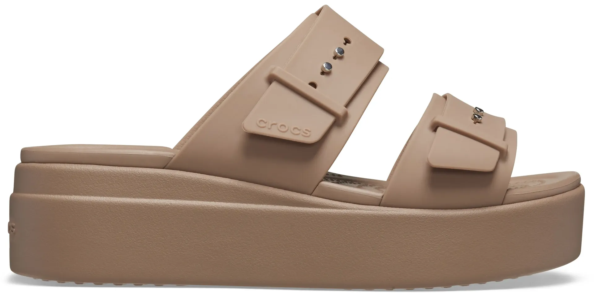 Мюли Crocs "Brooklyn Low Wedge", платформа, летняя обувь, тапочки с пряжкой, цвет Latte — фото 4