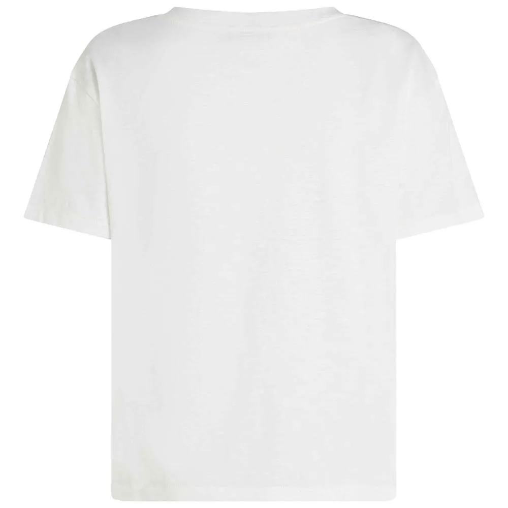 Футболка Tommy Hilfiger Slub Cropped short sleeve v neck, белый — фото 2