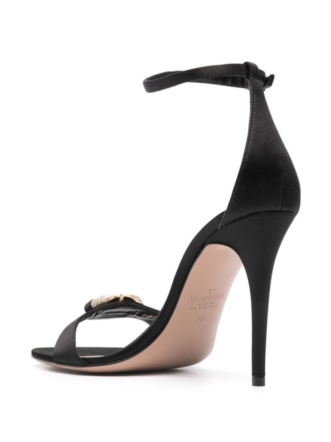 Valentino Garavani атласные босоножки VLogo Signature 100 мм, черный — фото 3