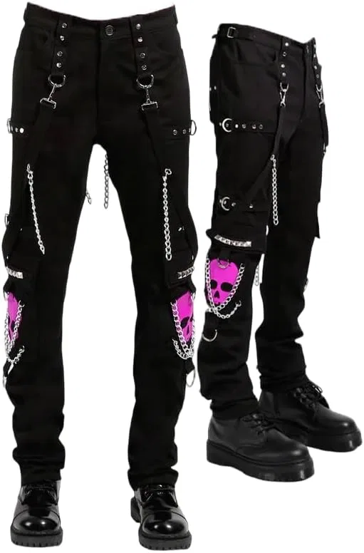 Джинсы с черепами, Gothic, розовый