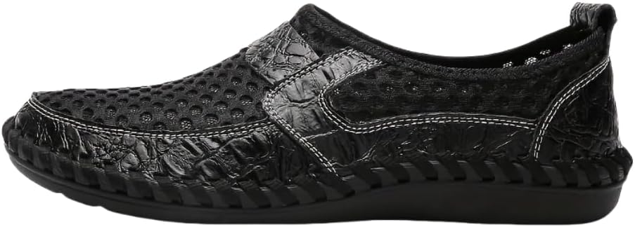 

Мужские сандалии из сетки на скользящей подошве с декоративной строчкой для прогулок и вождения на улице, дышащие мужские обувь для весны и лета Hhhchpm, черный