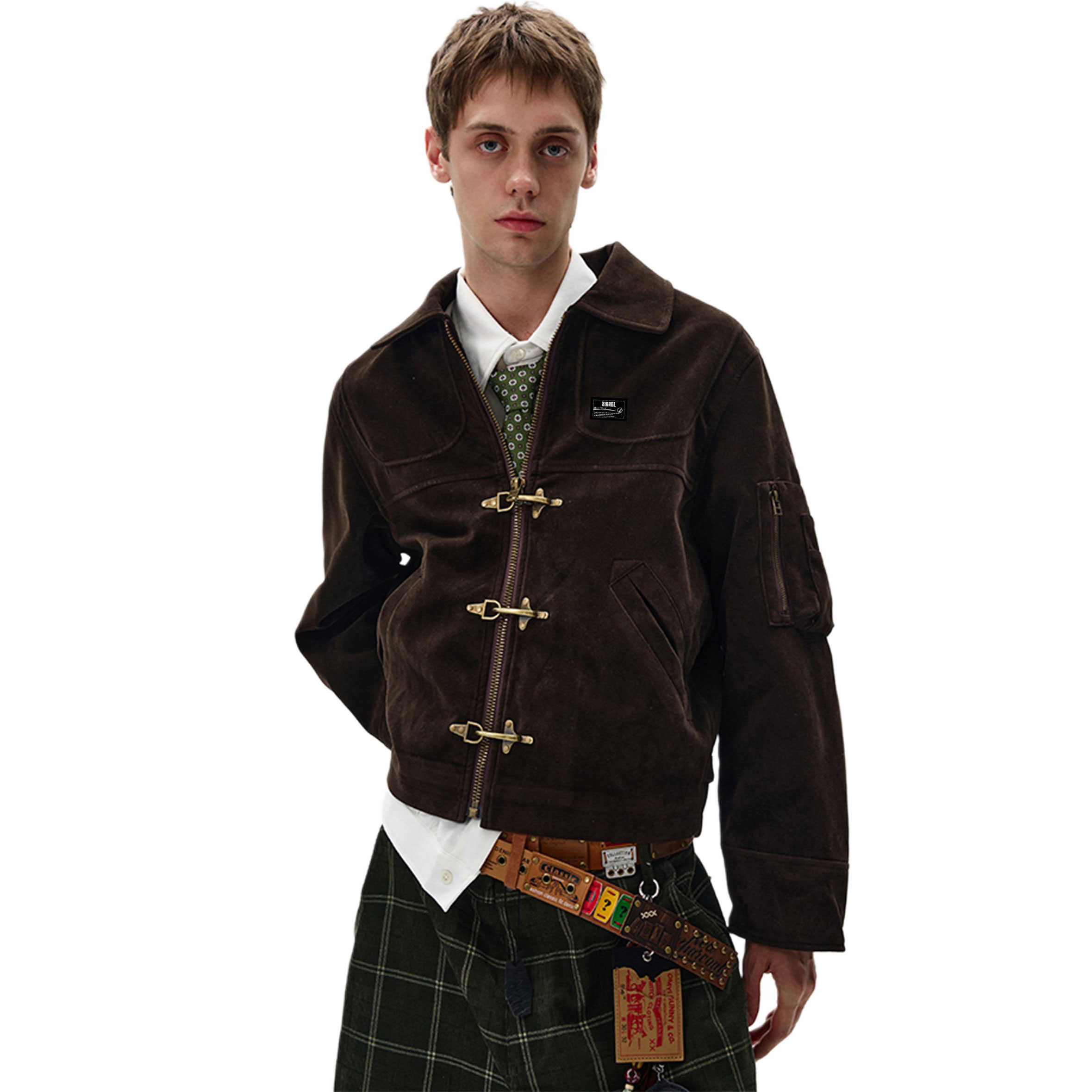 

ZIAREL Куртка Unisex Brown [Removable Logo] Lapel Moderate