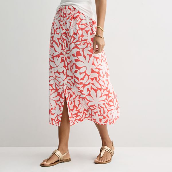 

Женская юбка миди на пуговицах спереди Sonoma Goods For Life, цвет coral painted floral