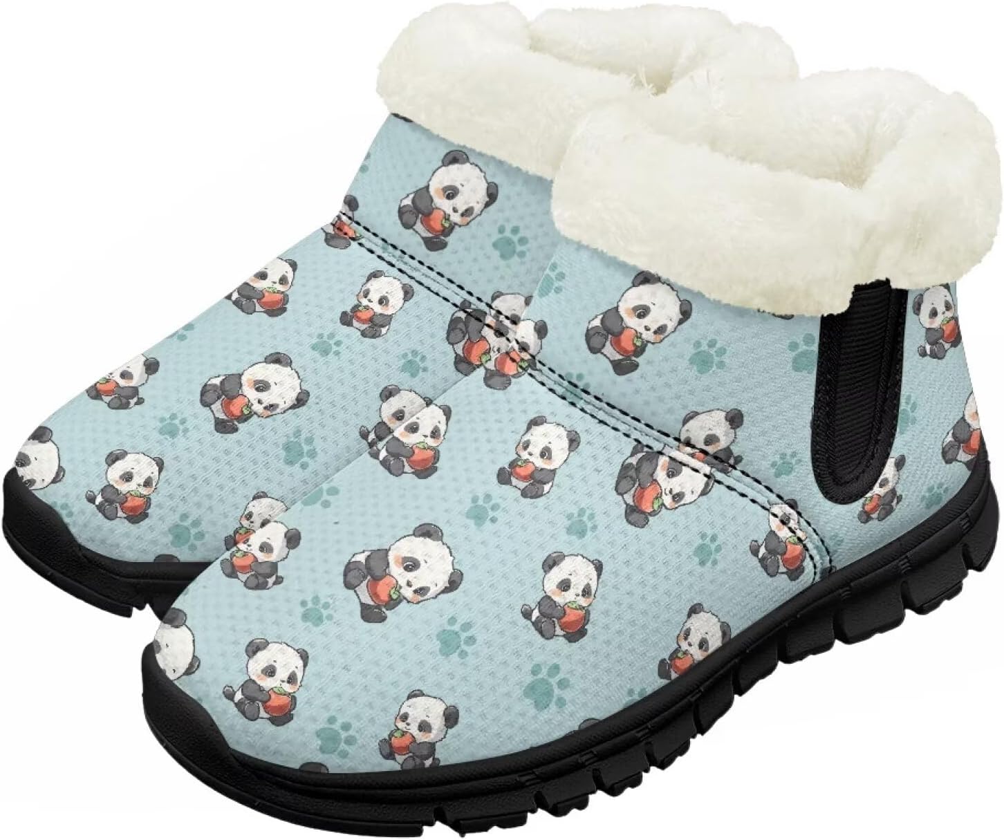 

Pzuqiu Зимние детские ботинки для мальчиков и девочек, теплые походные ботинки с меховой подкладкой для улицы, теплые прогулочные ботинки, черная подошва