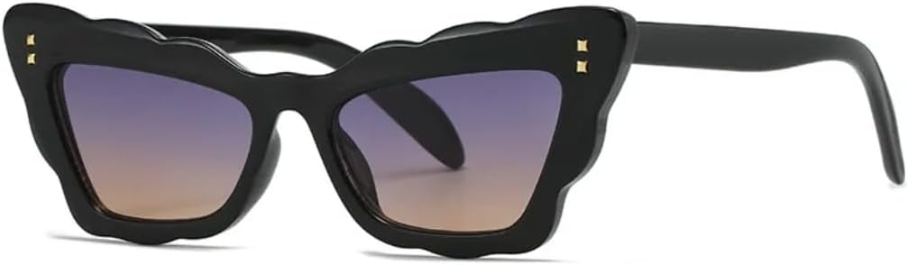 

Солнцезащитные очки для мужчин и женщин - защита UV400 - оправа «кошачий глаз» с панковскими заклепками, для занятий спортом на открытом воздухе и вождения DSVIGF, Black Grey