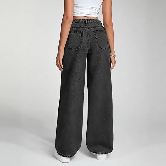 Джинсы свободные Wide Leg Jeans, черные — фото 3