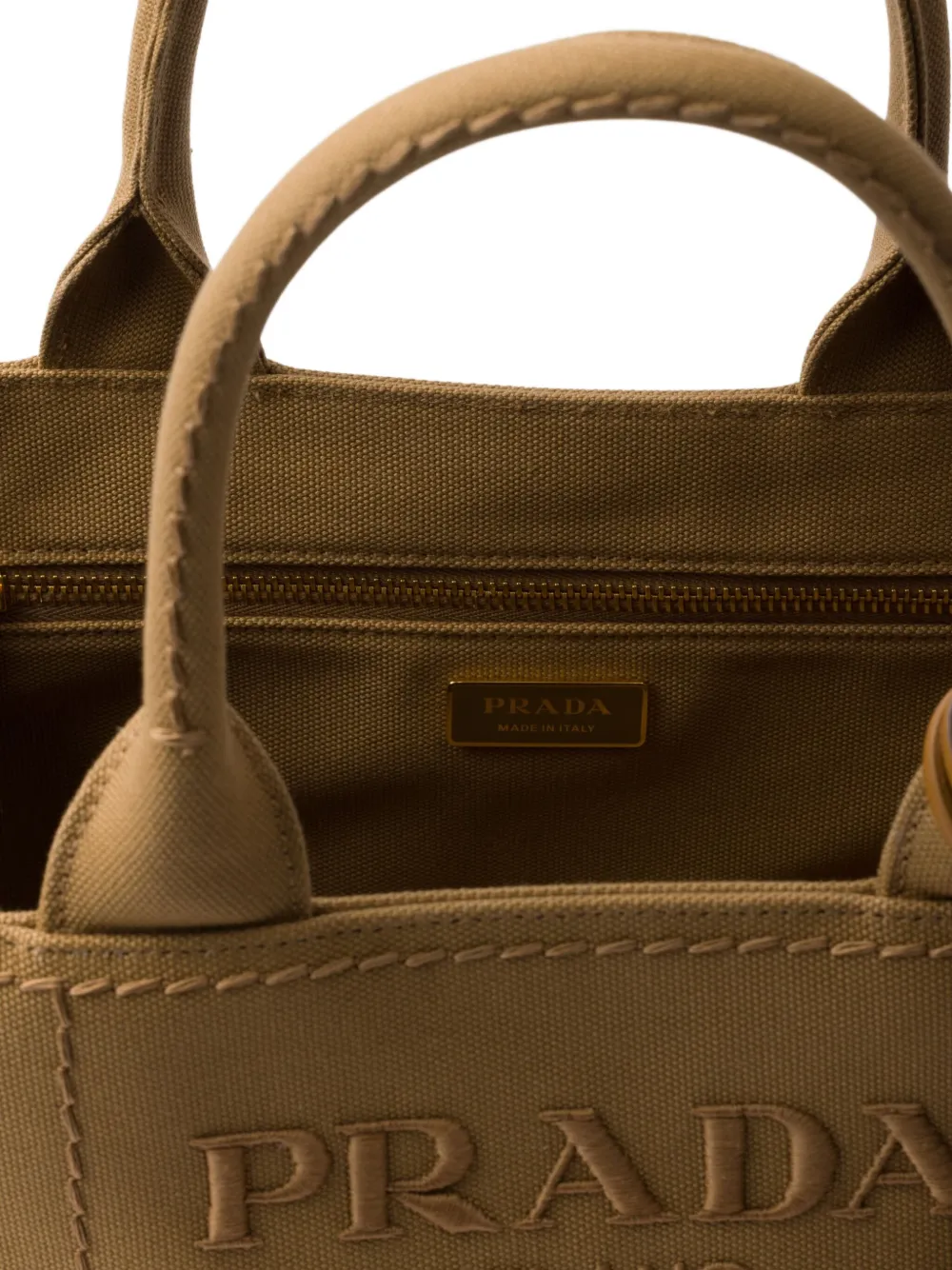 Большая сумка-тоут из канваса Prada, коричневый — фото 4