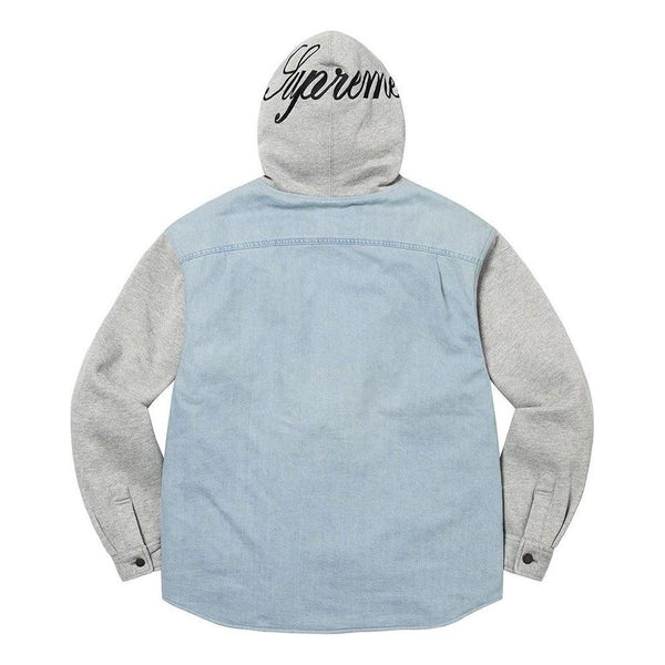 Рубашка fleece hooded denim shirt 'teal grey' Supreme, мультиколор — фото 2