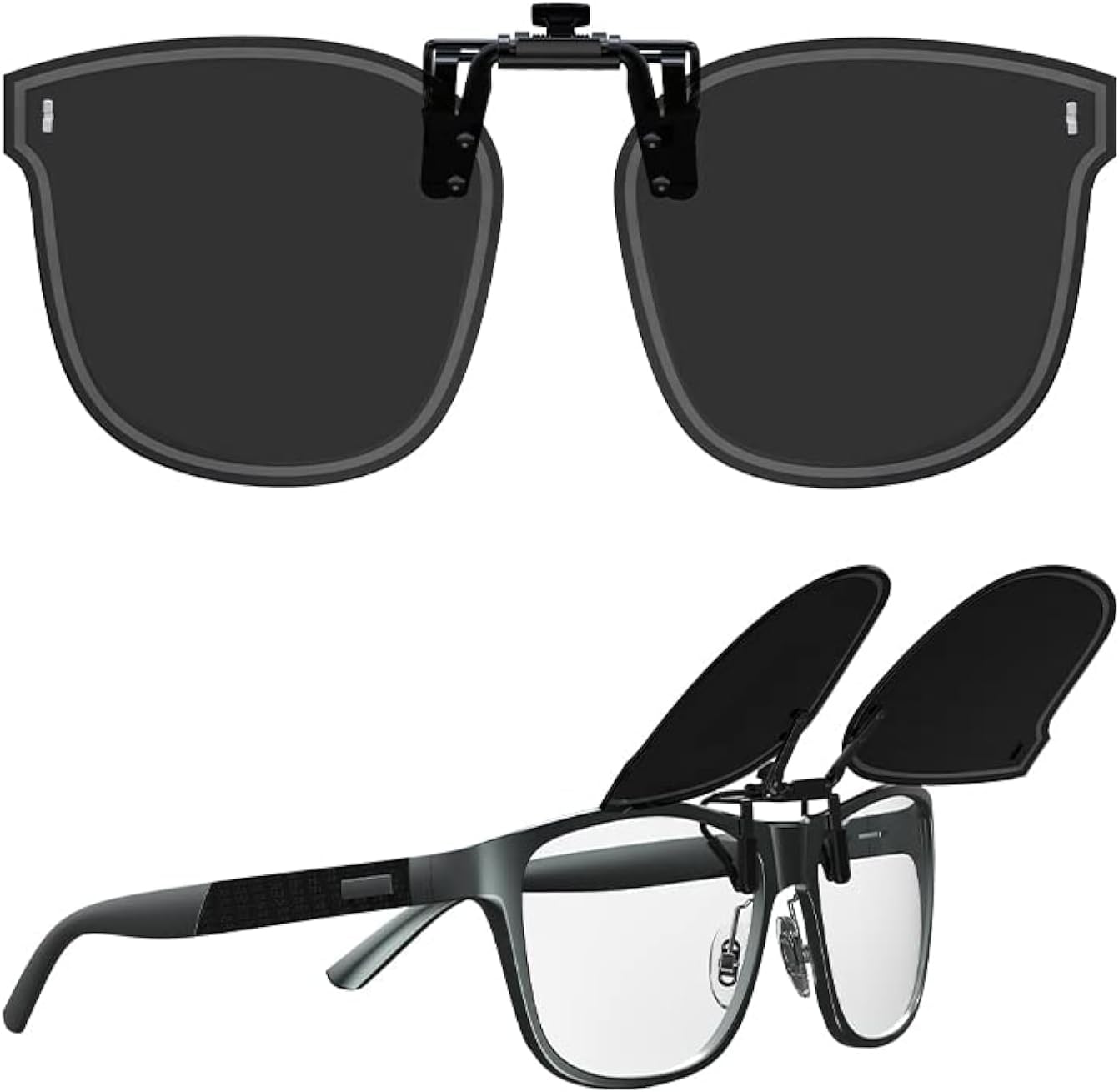 

Поляризованные солнцезащитные очки Goiteia увеличенного размера с откидной застежкой-клипсой для ношения поверх очков с диоптриями, модные женские очки с защитой UV400, Black(60*53mm)