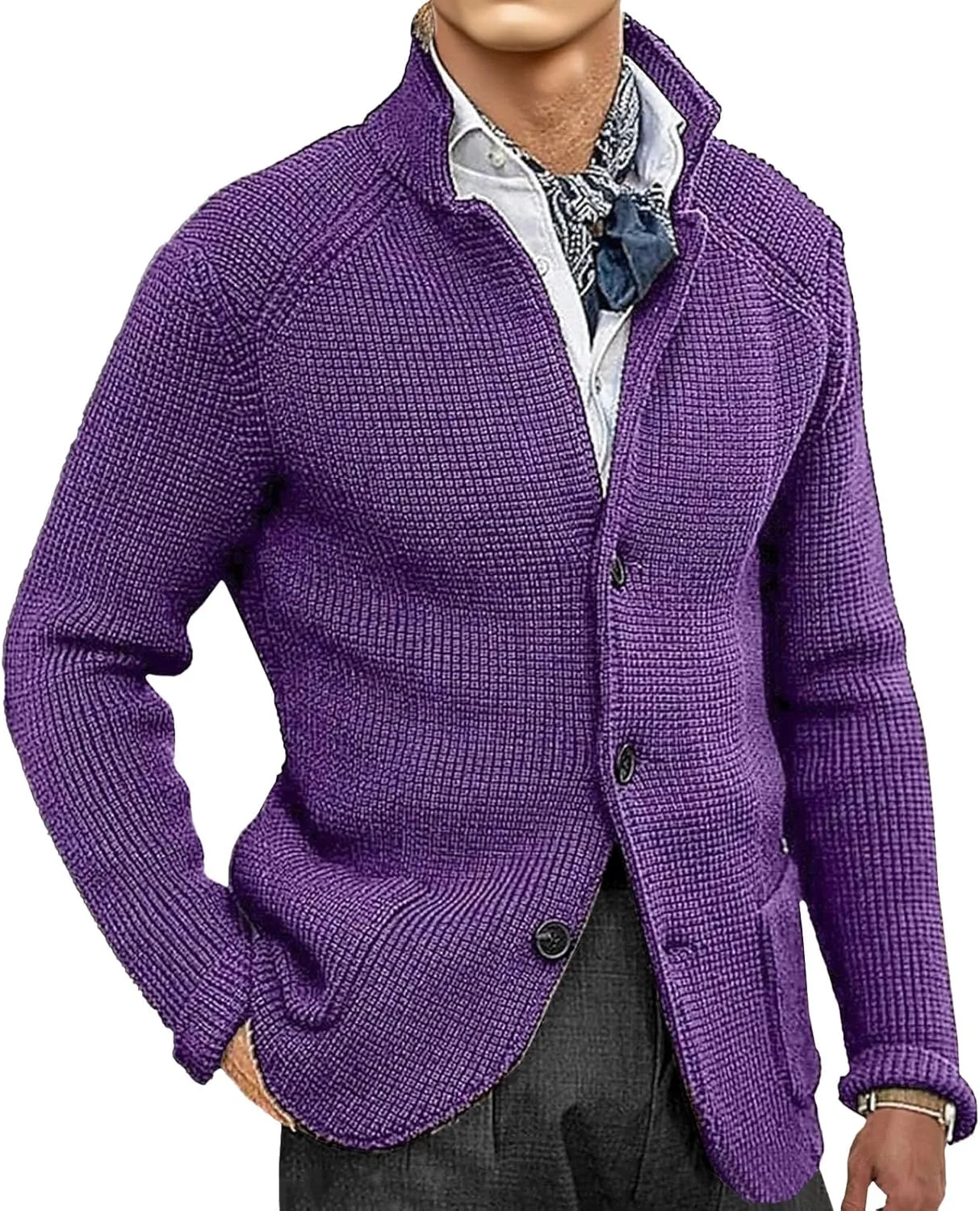 

Мужской кардиган с вырезом лацканом, slim fit, хлопок JEKE-DG