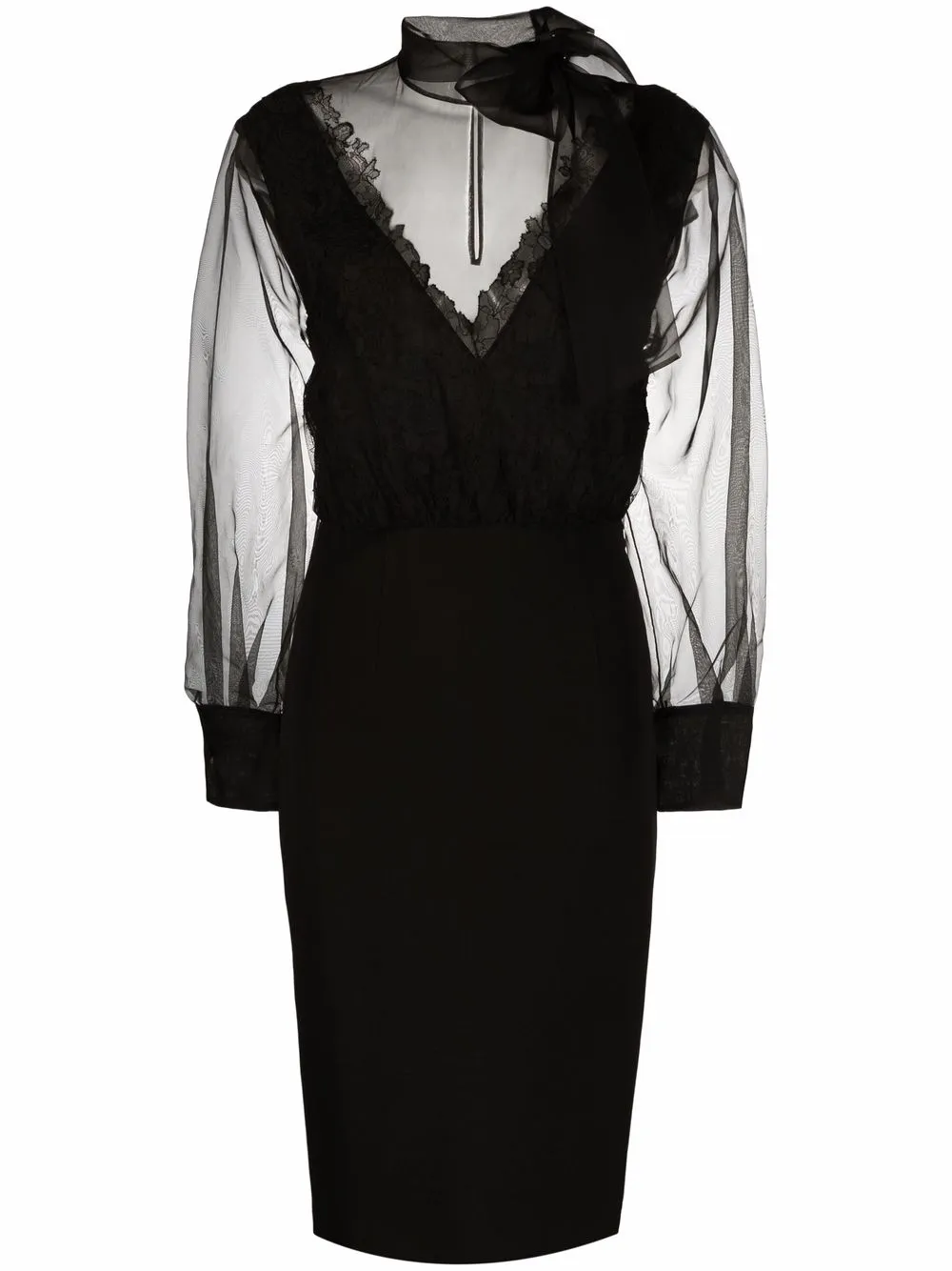 

Прозрачное платье с бантом Valentino Garavani, черный